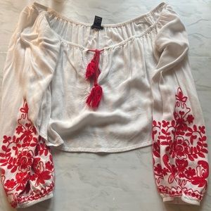 Embroidered boho crop